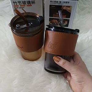 Tumbler Gelas Kaca 2in1 Free Pipet Kaca & Botol Minum Kaca Sedotan BPA Free