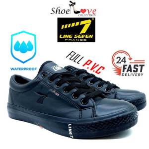 Line 7 Kasut Sekolah Hitam Kalis Air Kasut Kerja Line Seven PVC Waterproof School Shoe 7976ABK