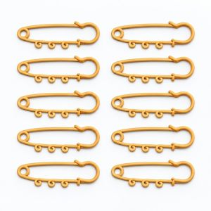 IFFINE 10 Pcs Hợp kẽm Ghim an toàn Sơn phun Kích thước 6cm băng loại Đa năng 3 vòng lặp Ghim cài áo dành cho hợp kẽm