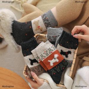 [COD] Modingdue 1 5Pairs Cartoon Dog Pattern Womens Socks Harajuku Breathable Autumn Winter Mid-tube Socks Soft Christmas Gifts Stockings