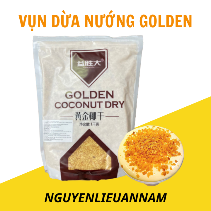 Vụn dừa nướng Golden giòn, thơm-nguyên liệu làm trà sữa kem trứng dừa ...