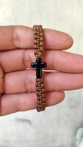Gelang Salib Tali Korea Anyam / Gelang Etnik Anyam dengan Liontin Salib