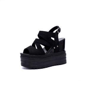 Elegant Fish Mouth Womans Wedges Sandals Over-High Heels 12 cm Platforms Solid Color Size 34-39