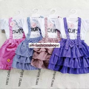 Dress anak rok anak overall kodokan kaos kodok baju anak perempuan cewek 1 - 3 tahun / pilih warna overall