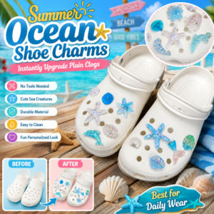 Blue Secret Starfish Shell Shoe Charms Ocean Theme Beach Style Decorative Shoe Clips Accessories Sandals Shoes