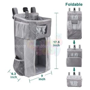 Multifunctional Hanging Baby Diaper Large Capacity Crib Rail Storage Bag Oxford Baby Essentials Organiser