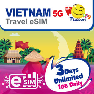 Happy Vietnam eSIM - 3-15 Days 1GB/Daily Unlimited Data Prepaid Travel eSIM (5G/4G)