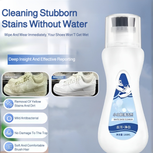 Self-Brush White Shoe Cleaner Gentle Stain Remover Whitening Boost 2-in-1 Sneaker Cleaning Pen Built-in Brush for Quick Stain Removal Color Restoration