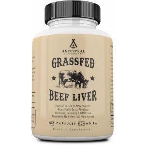 Grassfed Pasture Raised Beef Liver 180 Capsules Ancestral Supplements NZ Australia Sourced Non-GMO Hormone Free No Fillers Whole Food Daily Nutrition High Repurchase Hot Bestseller