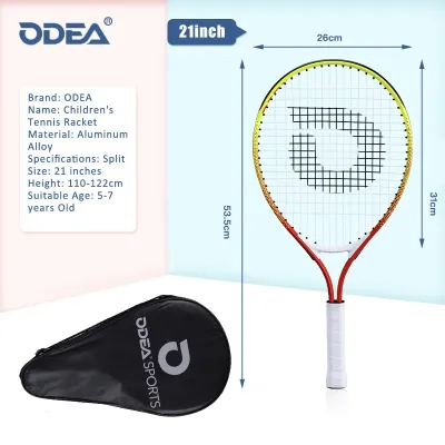 ODEA Kids Tennis Racket 17/19/21/23/25in Aluminum Alloy Frame for 2-14 Years Old With Storage Bag