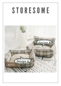 Aomeizi Series Soft and Warm Square Pet Bed with Removable Cushion - Comfortable and Stylish Design in 2 Variants (Cotton & Oxford Cloth) - 54cm (L) x 48cm (W) - Lightweight at 1kg