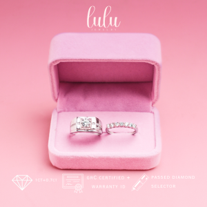 Lulu Moissanite Jewelry - Cincin Pasangan Berlian Full Moissanite Lapis Emas 18K - Appolo Men Couple RIng Round Cut Moissanite Ring Sertifikat GRA