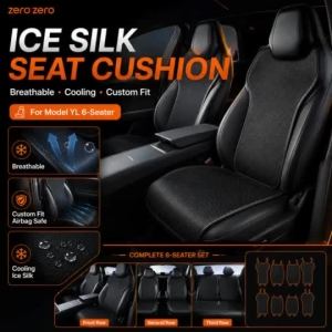 For Tesla Juniper Model YL Ice Silk Seat Cushion Breathable Cooling Car Seat Pad 6 Seater Interior Accessories Zero zero