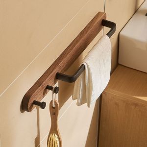 Organize in Style! Sincecu Wall-Mounted Towel & Coat Hook – Rustic Walnut&Metal Bar | Great for Bath Entryway or Closet