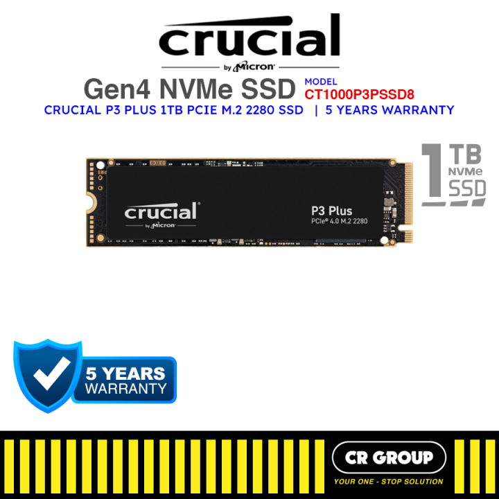 Crucial CT1000P3PSSD8 1TB P3 Plus NVMe (PCIe Gen 4 x4) (5Yrs