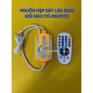 Nguồn kẹp dây led 5050 RGB đổi 7 màu có remote điều chỉnh (dùng led 1 hàng bóng)