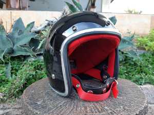 Helm slim head-Helm slim fit custom vintage-helm slim head busa merah izahhelmet