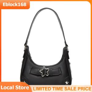 Star Rivet Buckle Underarm Bags Solid Color Crescent Hobo Bag Small Travel Sling Bag for Women Ladies Work Travel Commuting
