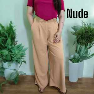 Plus Size High Waist Hanna Wide Leg Pants with 2 pockets