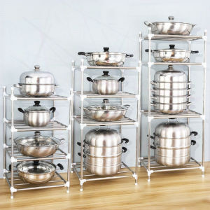 ชั้นวางหม้อ หมอนสมุด กระทะ 4 ชั้น หมอนเป็นเล่น ชั้นวางในครัว