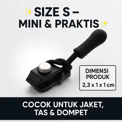 Kepala Resleting Jaket Warna Hitam Pengganti Zipper Replacement Removable