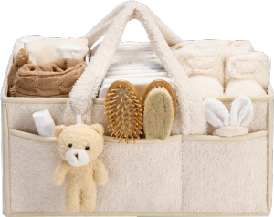 Plush Baby Diaper Organizer Caddy with Removable Dividers Candy-Colored Portable Bag Christmas Gift for New Moms