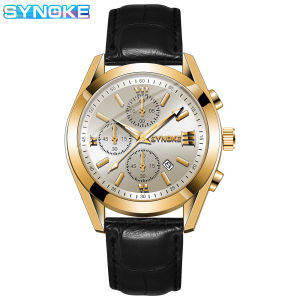SYNOKE Watch For Men Waterproof Original Stainless Steel Leather Quartz Fashion Watch