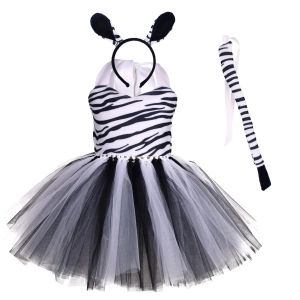 Baby Girls Halloween Animal Cosplay Costume Kids Forest Theme Giraffe Cows Tiger Leopard Zebra Print Tutu Dress Birthday Party2026