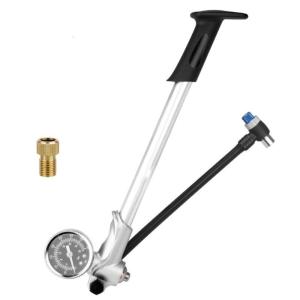 Heavy Duty Shock Pumps 400psi Air Pressure Gauges Front Fork Inflator with Rotatable Hose Designs for Mountain Bike