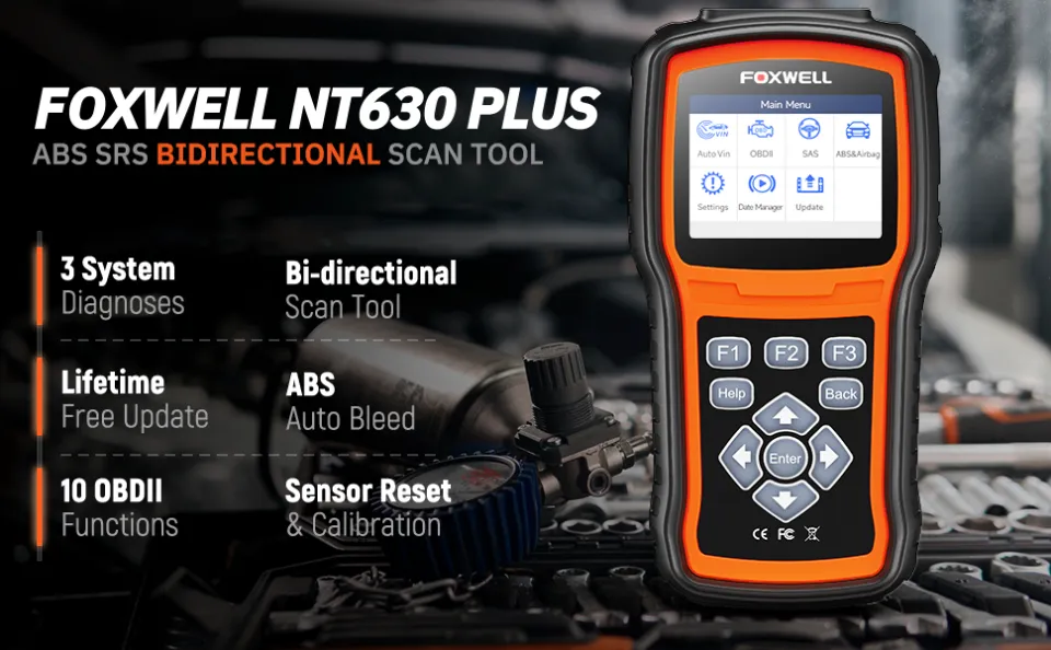 FOXWELL NT630 Plus OBD2 Scanner with ABS Auto Bleed ABS SRS Scan