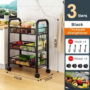 Habitate 3/4/5 Tiers Metal Trolley Cart Organizer Kitchen Trolley Storage Rack Can Move Multifuctional Space saving#XTC06