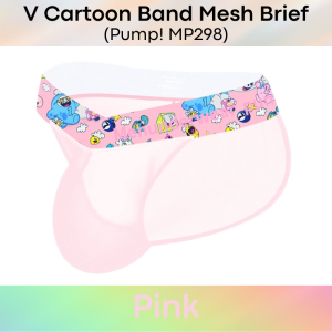Mens Brief : Nylon V Cartoon Band Mesh Brief (Pump! MP298)