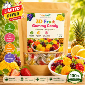 3D Fruit Gummy Candy | Sweet & Chewy Mixed Fruit Gummies | Colorful Fruity Snack for Kids & Adults