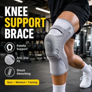 Knee Braces Compression Sleeve Adjustable Knee Support Relief Knee Pain Knee Pad for Sports Fitness Basketball Volleyball Running Working Out Elastic Brace Belt Knee Support Protector