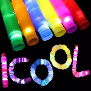 Luminous Pop Tube Fidget Toys Sensory For Anti Stress Plastic Bellows For Child Mainan Budak Mainan Kanak Kanak