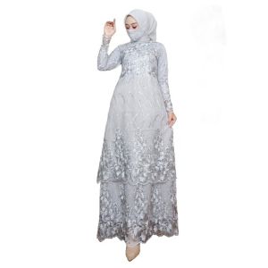 GAMIS BUSUI NADIRA TILE TINGKAT/ FULL BRUKAT/ BAJU SERAGAM KONDANGAN FREE MASKER