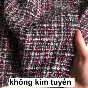 Vải Dạ Tweed Kẻ Dệt Kim Tuyến Khổ 1m5 - Dày Dặn Mềm Không Giãn - May Đồ Thiết Kế Chân Váy