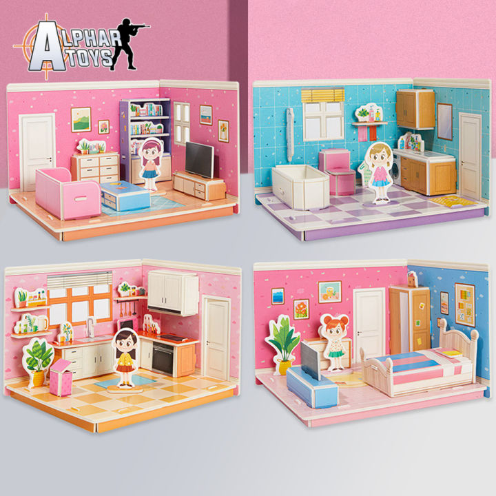 ALPHAR TOYS 3D Puzzle Dollhouse Doll House Small Bedroom