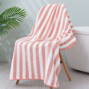 PrettyFamily Thick Stripe Soft Non-Hair absorbent Bath Towel two sets of male and Female Students bathing coral velvet quick dry can Wrap Travel gifting drying towels INS