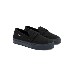 Moofeat Milo - Sepatu slip on suede pria casual black