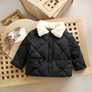 2026 New Winter Childrens Warm Cotton Jackets Rabbit Fur Collar Coats Baby Short Quilted Jacket Kids Clothes Girl Boy Outerwear2026