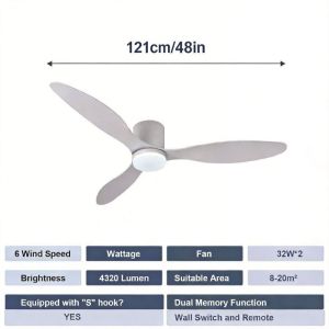 【Local Stock】Ceiling Fan | 3 Blades | Integrated Dimmable Lights | 6 Speed Selection