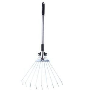 Garden Leaf Rake Adjustable Folding Leaves Rake Tools Metal Rake Expanding 15 Tines Rake to Collect Leaf & Poop