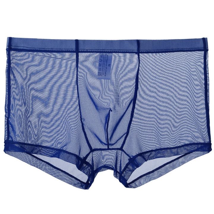 Mrshow Men Mesh Sexy Boxer Briefs Thin Transparent Underwear Shorts Trunks  Underpant 2021 New