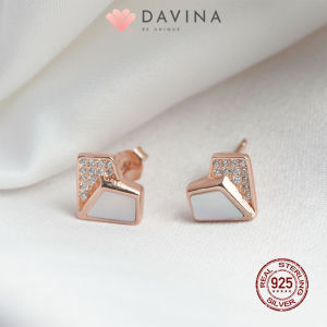 DAVINA Ladies Lovela White Earrings Rose Gold Color Sterling Silver 925 - Anting Wanita Perak