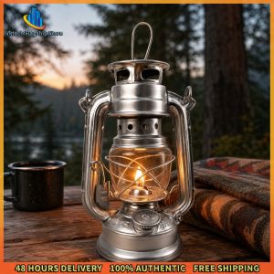 Vktech Camping Lantern - Durable Metal Hurricane Lamp for Outdoor Recreation and Patio Decoration