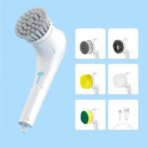 [SG STOCK] Wireless 5-in-1 Electric Cleaning Brush USB Kitchen Sink Dishwashing Toilet Tub Bathroom Wash Brush