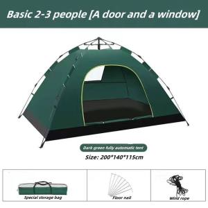 York Automatic portable folding waterproof camping tent Automatic 3-4 large space Instant tent pop out ultra light yurt 4 seasons waterproof and windproof camping tent Double cover mosquito screen quickly open outdoor camping tent