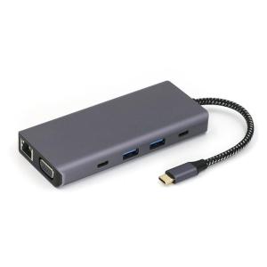 10 in 1 USB C to VGA Aluminum TF Reader USB3.0 USB2.0 Port HDTV RJ45 Extender Docking Station for PC Desktop