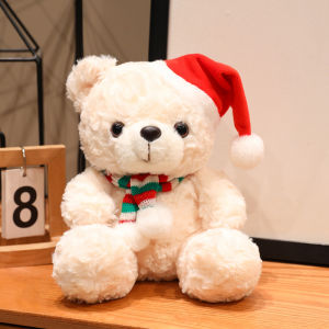 hot Cute Bear Plush Toy Christmas Dress Up Teddy Bear Scarf Hat Dress Up Comfort Doll To Give Children Birthday Gifts